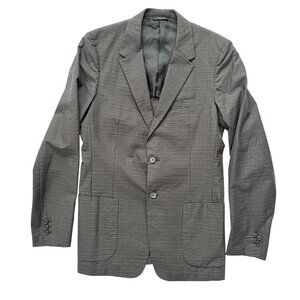 PRADA Charcoal Gray Textured Cotton Suit Blazer 52L